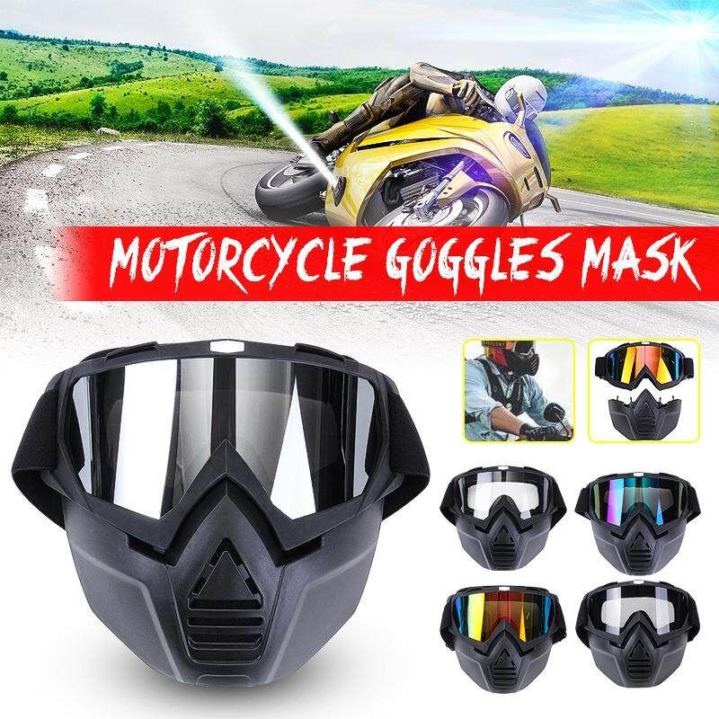 Motorcycle Harley MX Dirt Bike Motocross Full Face Shield Detachable Plate With Silver