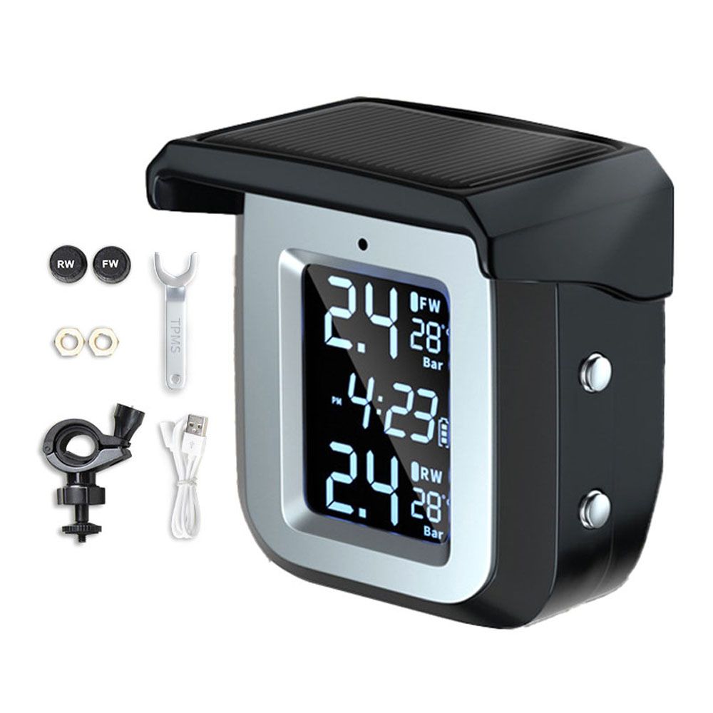 Solar Motorcycle Tire Pressure Detector Wireless Tire