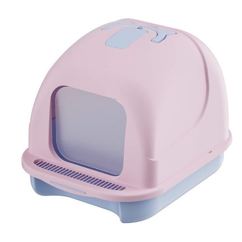 TD Sturdy Cat Litter Box - Pink/Blue