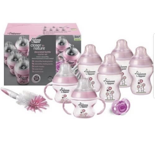 Closer To Nature Newborn Decorated Bottle Starter Set - Pink