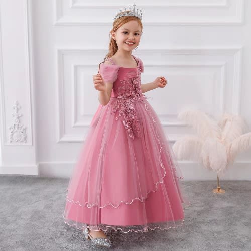 Girl&rsquo;s Floor Length Ball Dress - Pink