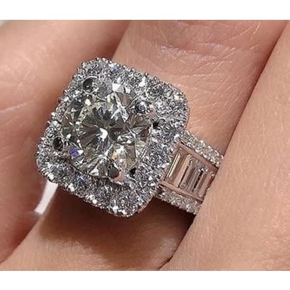 Women Stone Wedding Ring - Silver