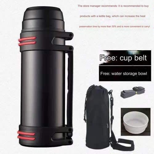 Hot/cold Water Bottle Stainless Steel Leakproof Vacuum Flask With Cup +carrier Bag 1.5l