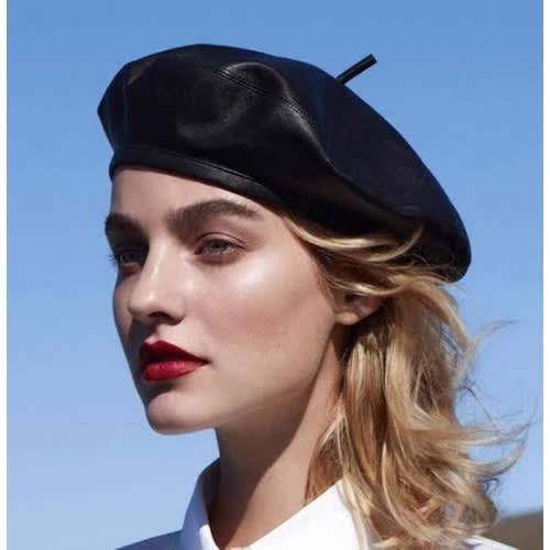 Pu Leather Beret - Black