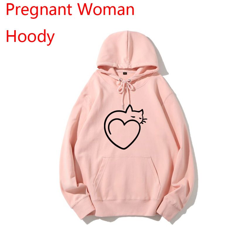 Pink 1029-Cat Animal Funny Print Customized Pregnant Woman Hoodie Spring Autumn Fashion