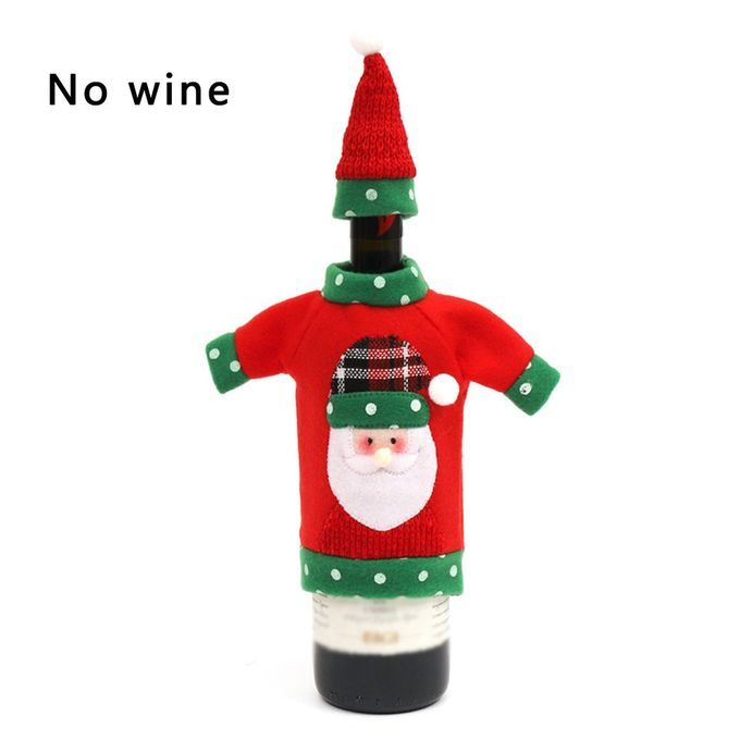 Hristmas De Oration Wine Bottle Set  Hristmas  Artoon Wine Bottle Set-red-Santa Claus