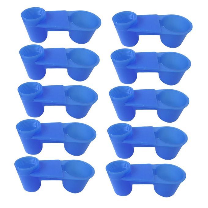 10pcs Plastic Bird Drinker Feeder Cups Parrot Water Bottle Feeder Blue
