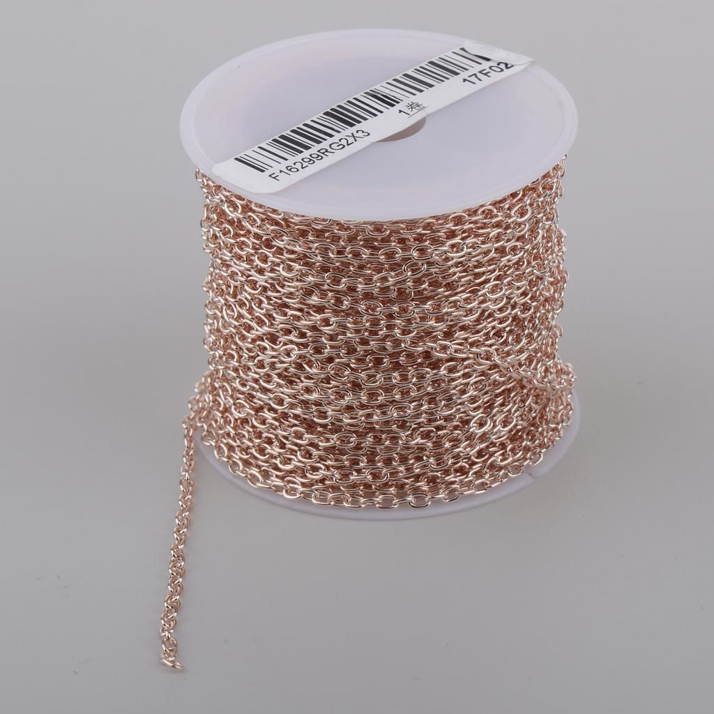1roll Metal Chain Link Chain Cable Chain For Crafting For Rose Gold