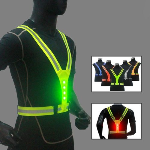 Elastic LED Cycling Vest Adjustable Visibility Reflective Vest Gear