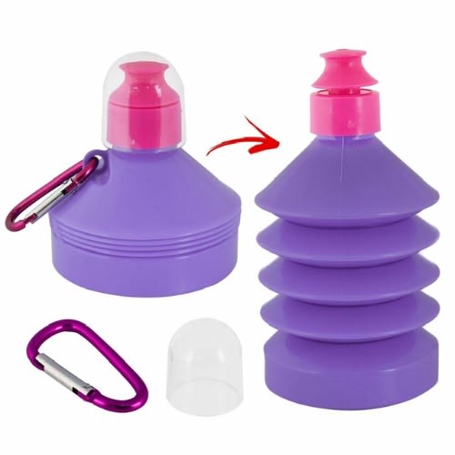 Active Folding Sports Waterbottle With Clip - 500ml - Purple