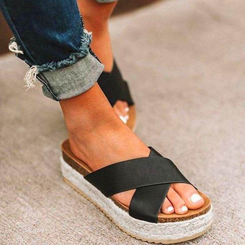 Women Platform Shoes Summer Wedge Sandals Black US12 EU43