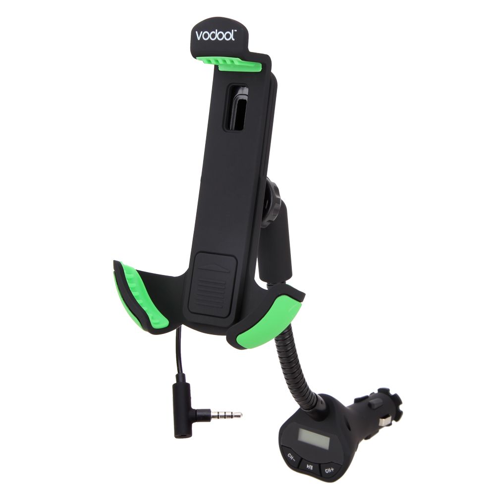 Universal Car Mount Holder With 3.1 Amp USB Car Charger And FM Transmitter Hands-free Car Kit With Power On/off Switch For All Smart Phone (Black) SHUKA