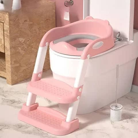 Children's Training Toilet Ladder Seat For Potty Age 2 To 8 Pink