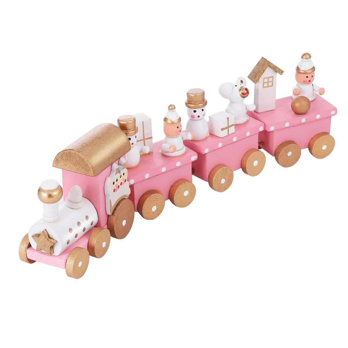 Wooden Train Desktop Party Mini Toy Small Christmas Toddler Dining Room Table Decor