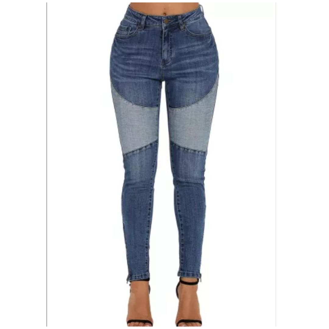 Mfed Color Block High Waist Skinny Jeans
