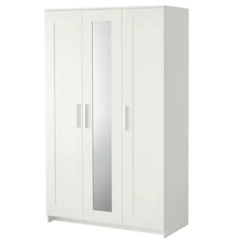 Wardrobe with 3 Doors - White - 46 x 74 3/4 "