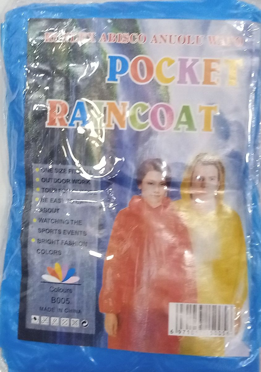 Pocket Transparent Nylon Raincoat -  2Pcs Blue