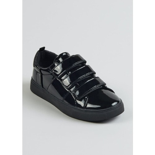 Girls Black Patent Trainers