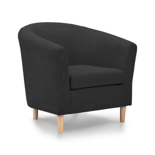 Single Fabric Seaters Sofa Tub - Black Armchair/ Bucket Chair