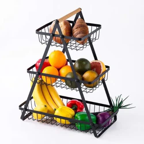Multifunctional 3 Layer Fruit And Vegetable Black Storage Rack