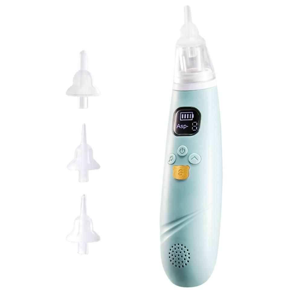 Handheld Electric Baby Nasal Aspirator Baby Nose Sucker Nose Cleaner for Infants 3 Suction Levels Low Noise Anti-backflow Built-in Battery Soothing Music with 3pcs Silicone Suction Tips