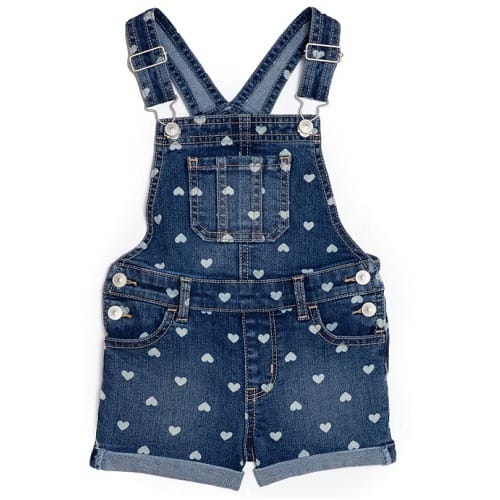 Toddler Girls Stretch Denim Jeans Overall - Hearts