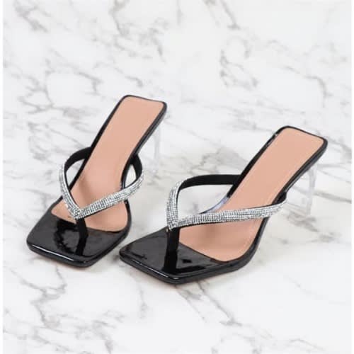 Ladies Heel Slippers  - Black