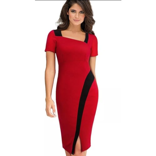 Office Patch Work Bodycon Dress