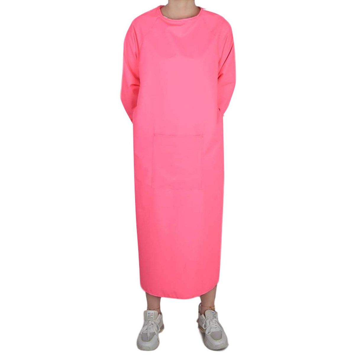 Waterproof Canvas Apron with Pockets Long Sleeves Ideal for Chefs Rose Red