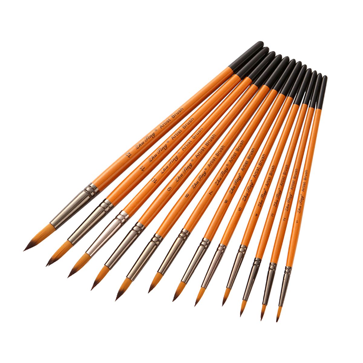 12pcs Professional Artist Paint Brushes Set Round Pointed