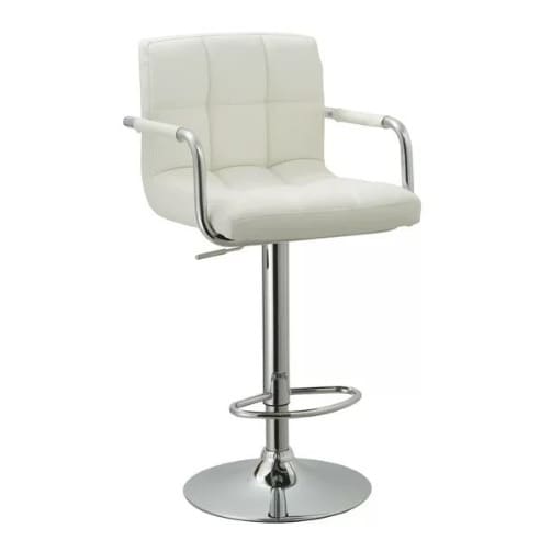 Bar Stool With Armrest - White