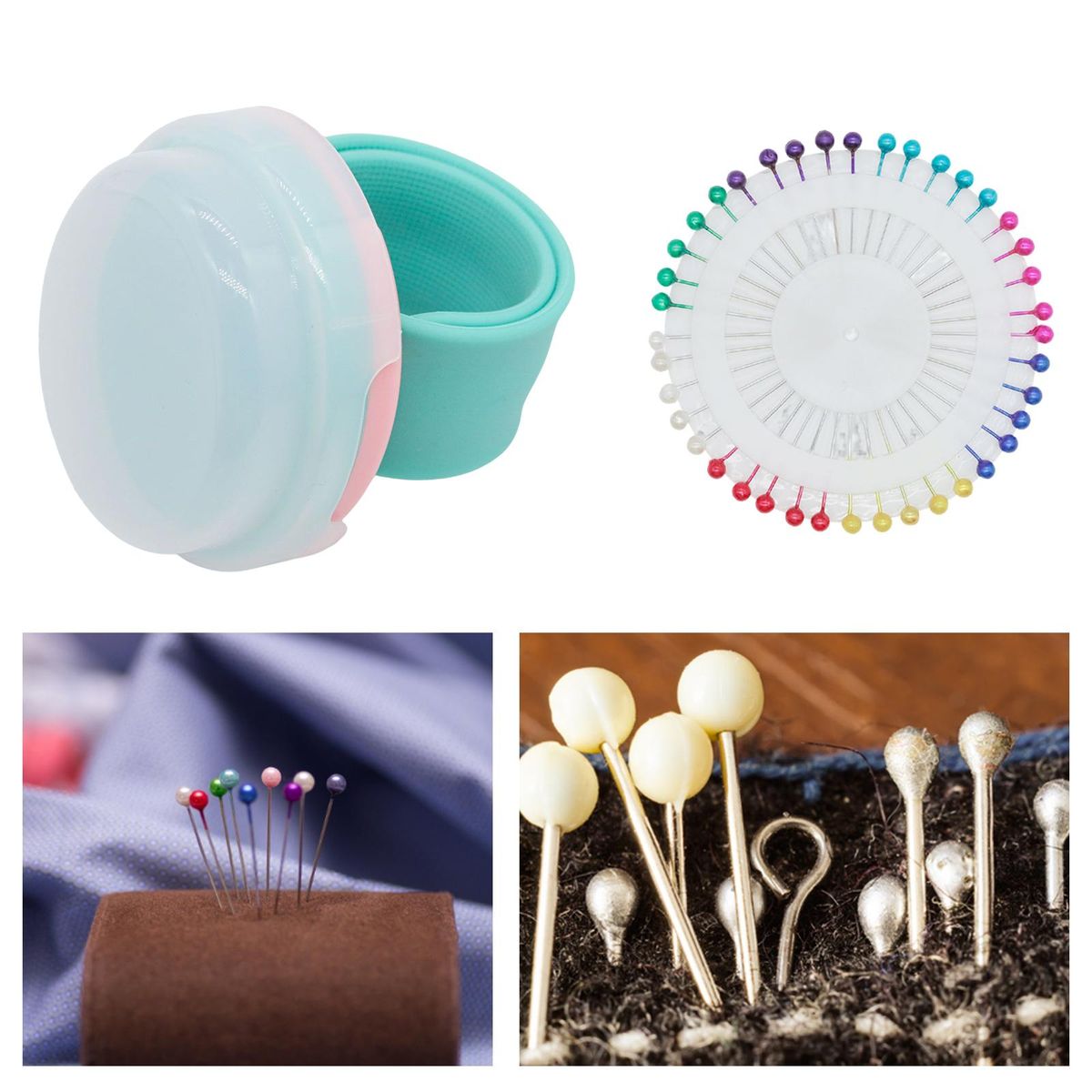 Magnetic Wrist Pin Holder Sewing Tool & 40Pcs Pins Wristband Pin Green