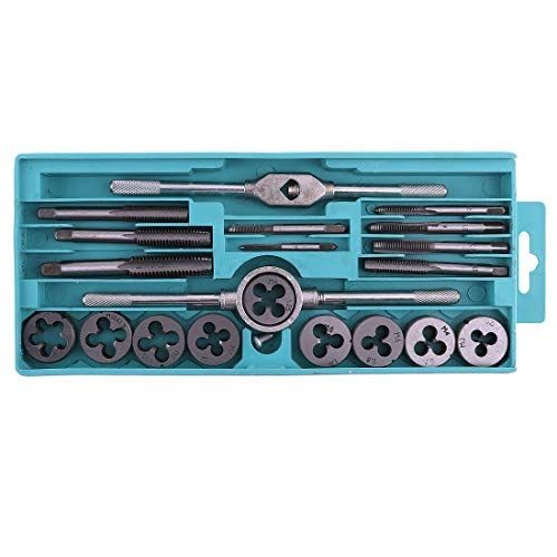 OriGlam 20pcs Alloy Steel SAE Tap And Die Set Metric Standar