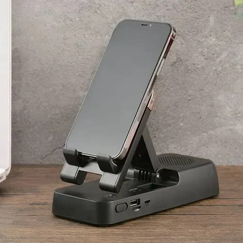 Collapsible Phone Holder With Power Bank And Bluetooth Speaker
