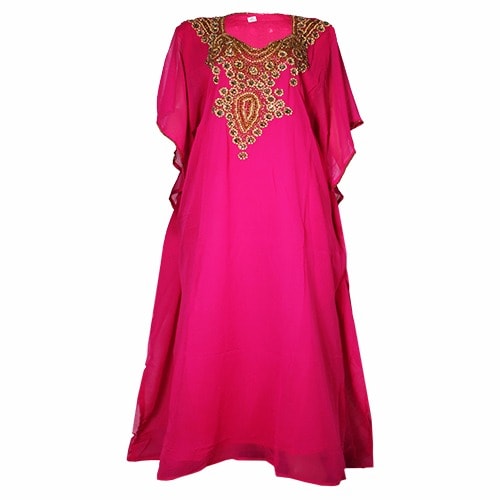 Embellished Arabian Abaya Dress - Pink