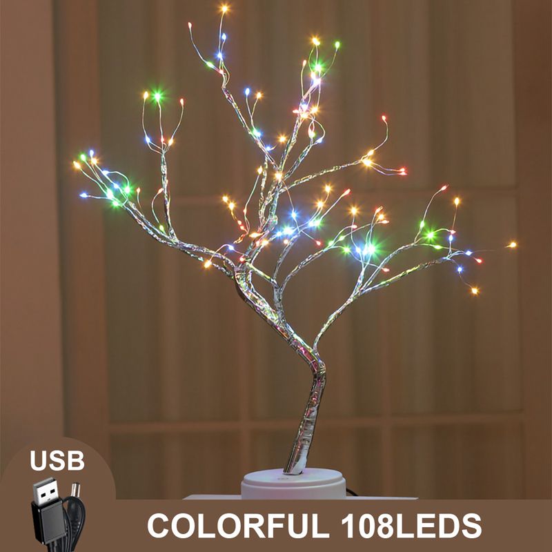 LED Night Mini Christmas Tree Copper Wire Garland Lamp For