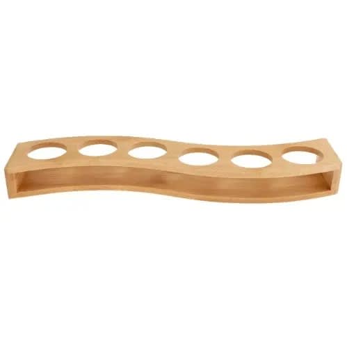 6 Holes Shot Glass Bamboo Display Stand And 6 Pieces Tequila Glass