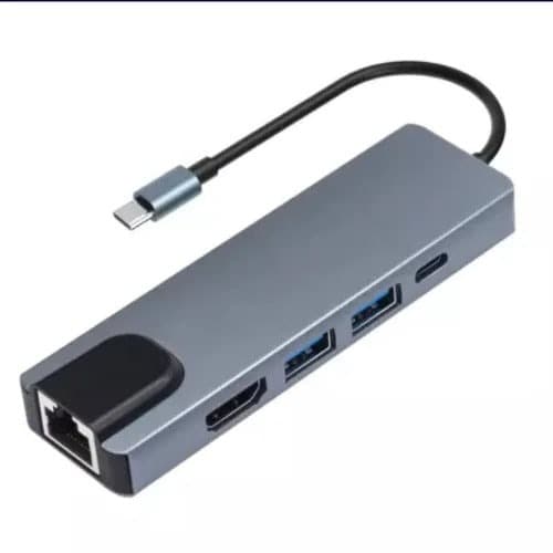 USB C To HDMI + USB 3.0 Type A + Gigabit Ethernet + USB Type C Adapter