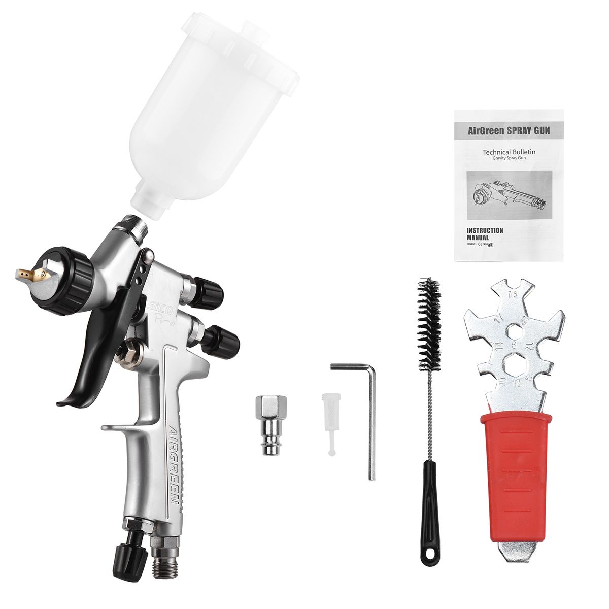 HVLP 1.0mm Air Spray Gun Kit 250cc Fluid Cup Gravity Feed