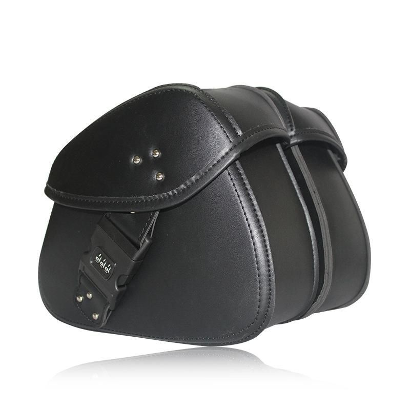1 Pair Motorcycle Saddlebag PU Leather Side Bags Universal Storage Organizer Pouches Waterproof with Combination Lock