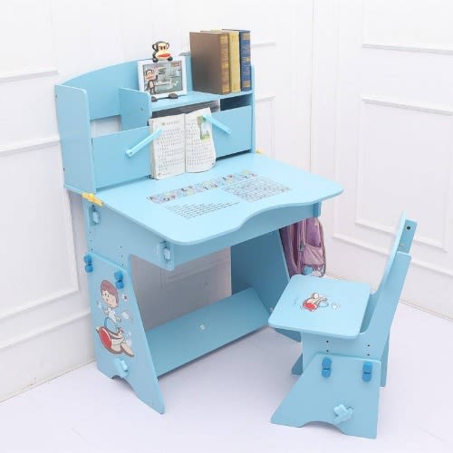 Modern Design Kids Furniture Adjustable Wooden Study Table And Chair Set