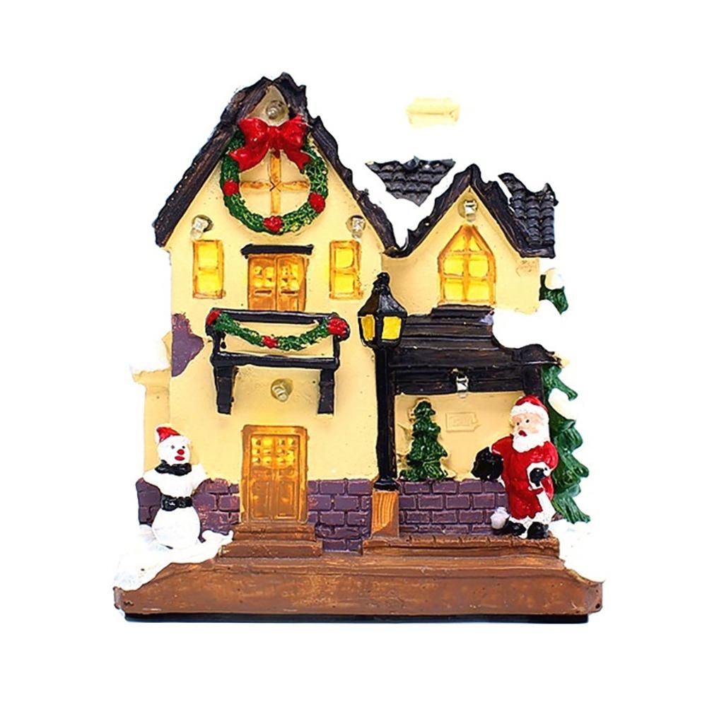 Light Up Christmas Houses Village Home Desktop Decor Statue