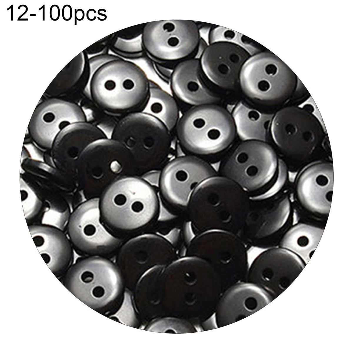 100 Pcs Button Assorted Candy Color Round DIY Crafts Children's Manual Button for Clothes-12 Black