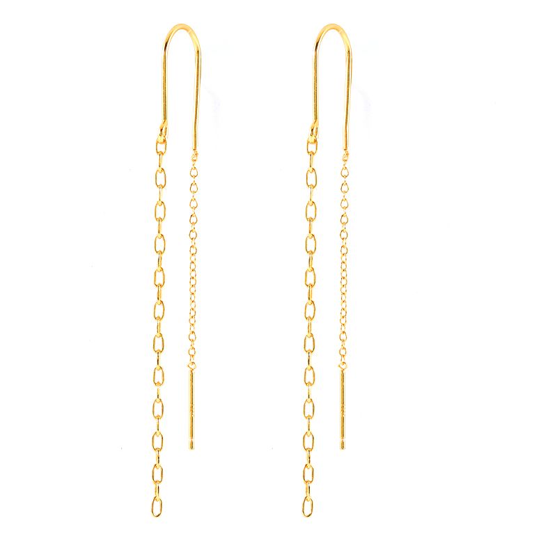 Aide 925 Sterling Silver Long Chain Tassel Threader Earrings Colored Zircon