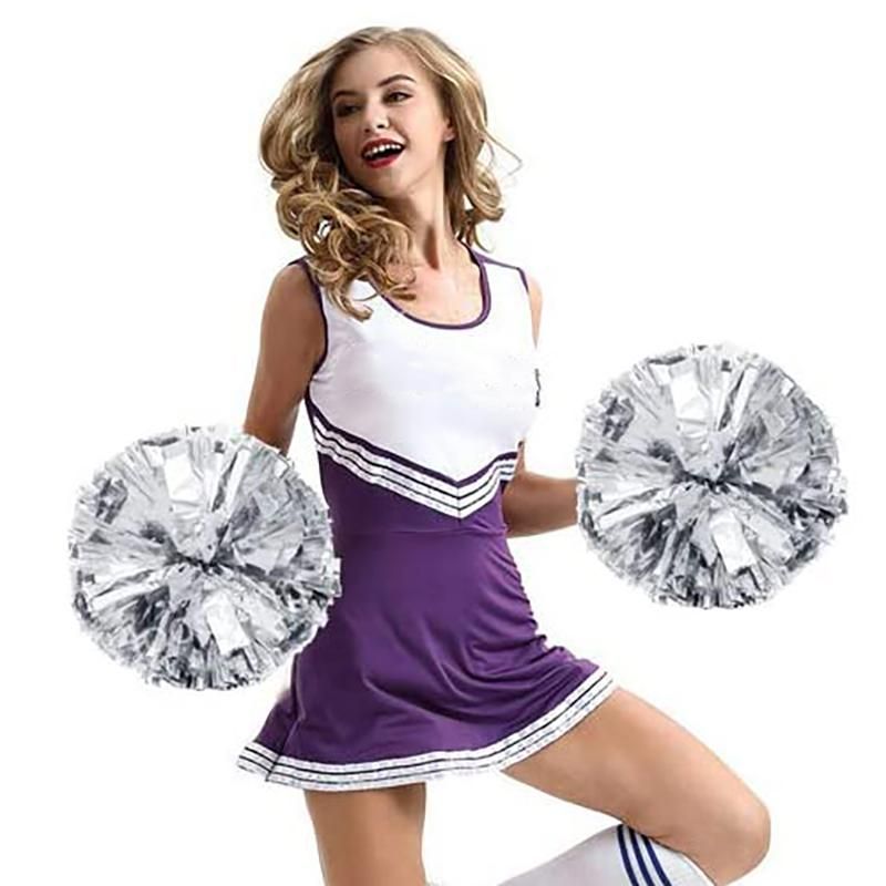 Metallic Foil Cheerleader Pom Poms Cheerleader Pom Poms 10 PCS for Sports Team Spirit Cheering Kids Adults Blue