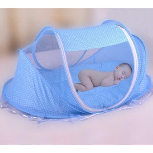Pop Up Baby Bed With Dotted - Blue