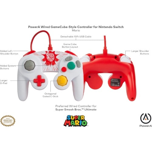 Switch - Mario, Gamepad, Wired Video Gaming Controller
