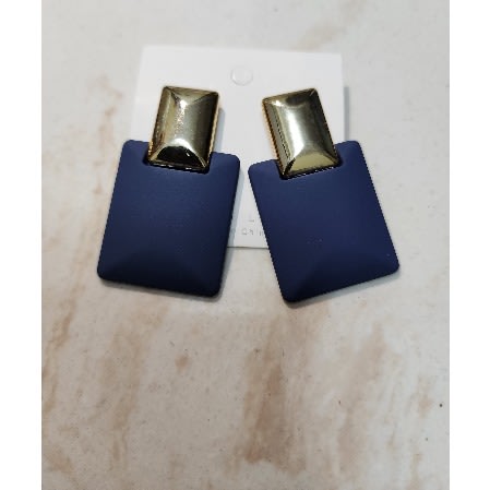 Square Drop Ear rings - Blue