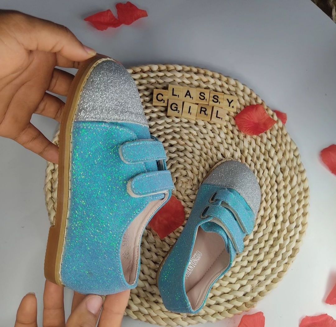 Baby Girl Toddler Fashion Glitter Shoe (silver Blue)