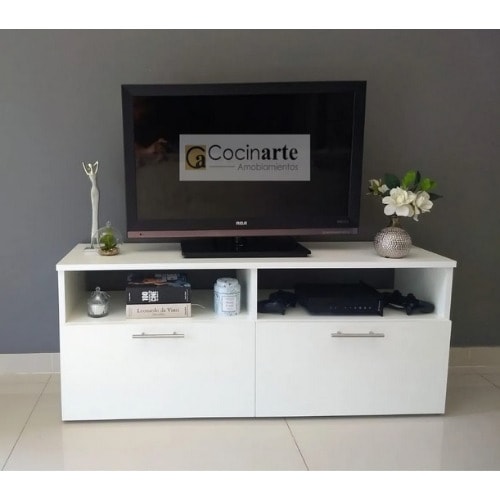Tv Media And Entertainment Stand With 2 Door Cupboards